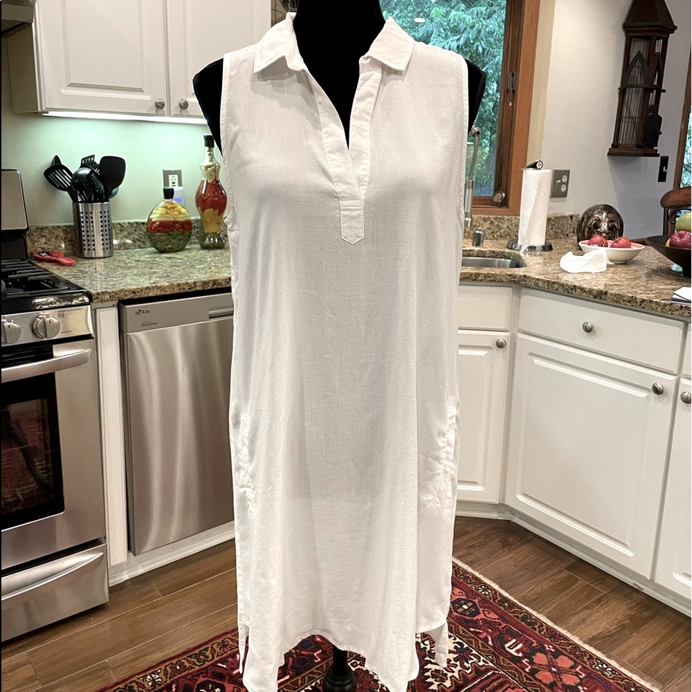 NWT Anthropologie Cloth & Stone white sleeveless shirt dress.  (JJ123)